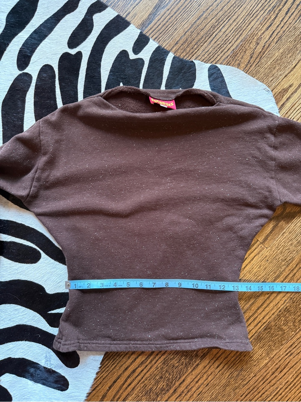 Boat Neck Top - Brown with Light Blue Specs - Picture 5 of 8